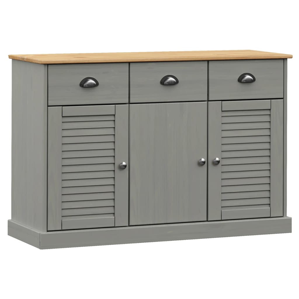 Dressoir Met Lades Vigo 113X40X75 Cm Massief Grenenhout Grijs