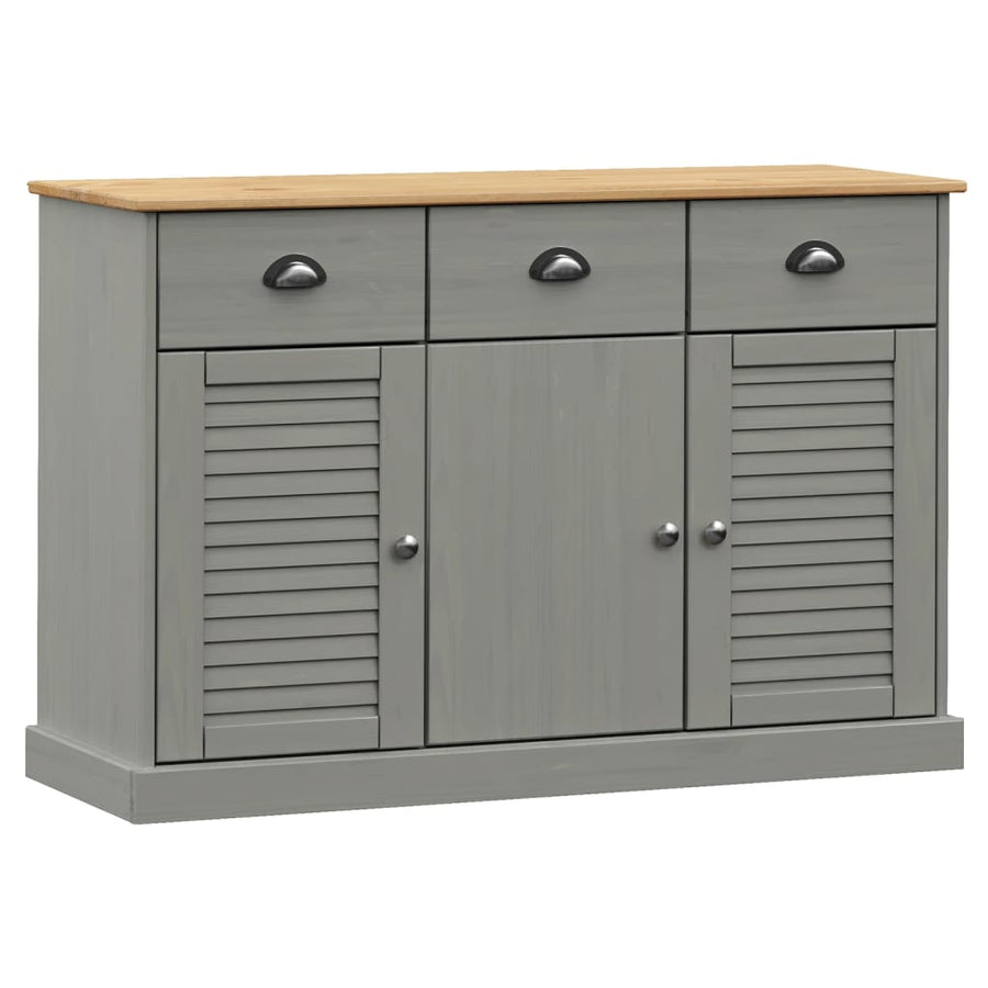 Dressoir Met Lades Vigo 113X40X75 Cm Massief Grenenhout Grijs