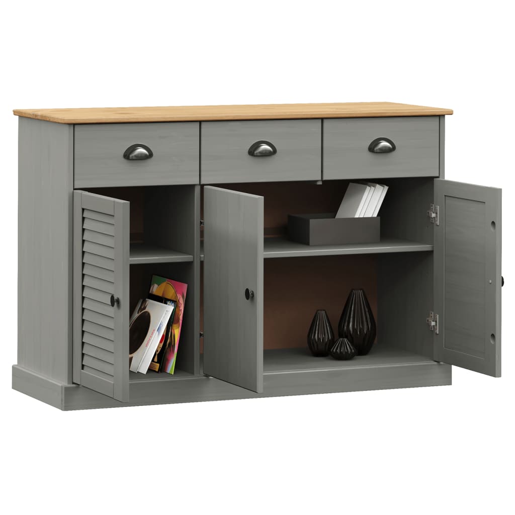 Dressoir Met Lades Vigo 113X40X75 Cm Massief Grenenhout Grijs