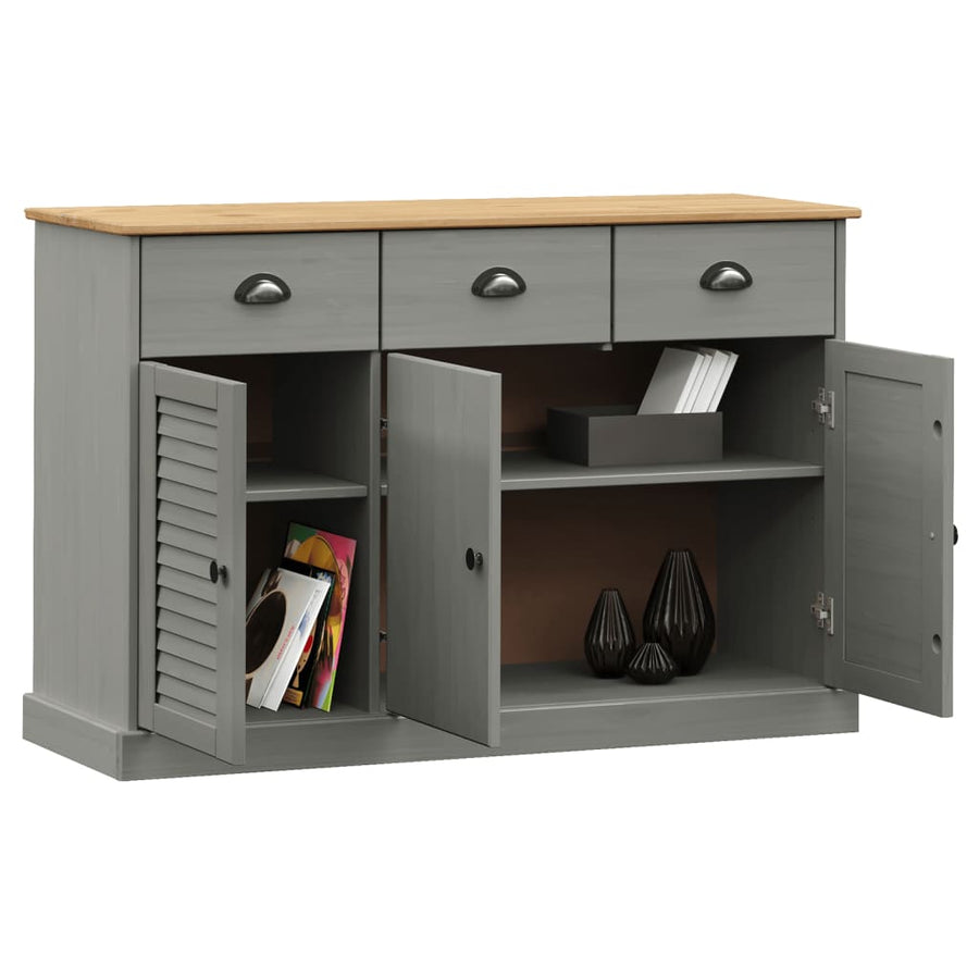 Dressoir Met Lades Vigo 113X40X75 Cm Massief Grenenhout Grijs