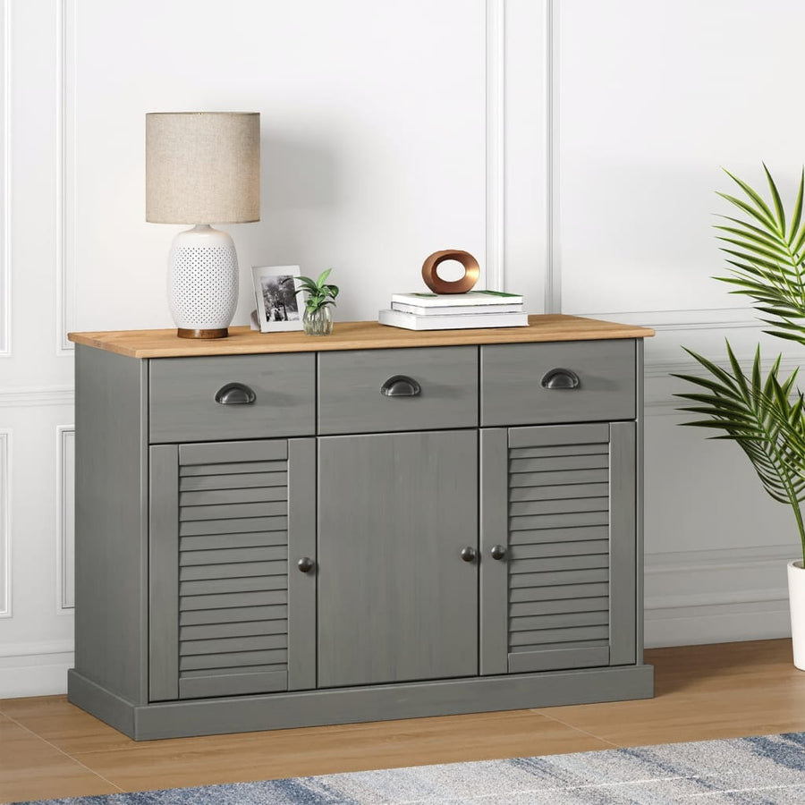Dressoir Met Lades Vigo 113X40X75 Cm Massief Grenenhout Grijs