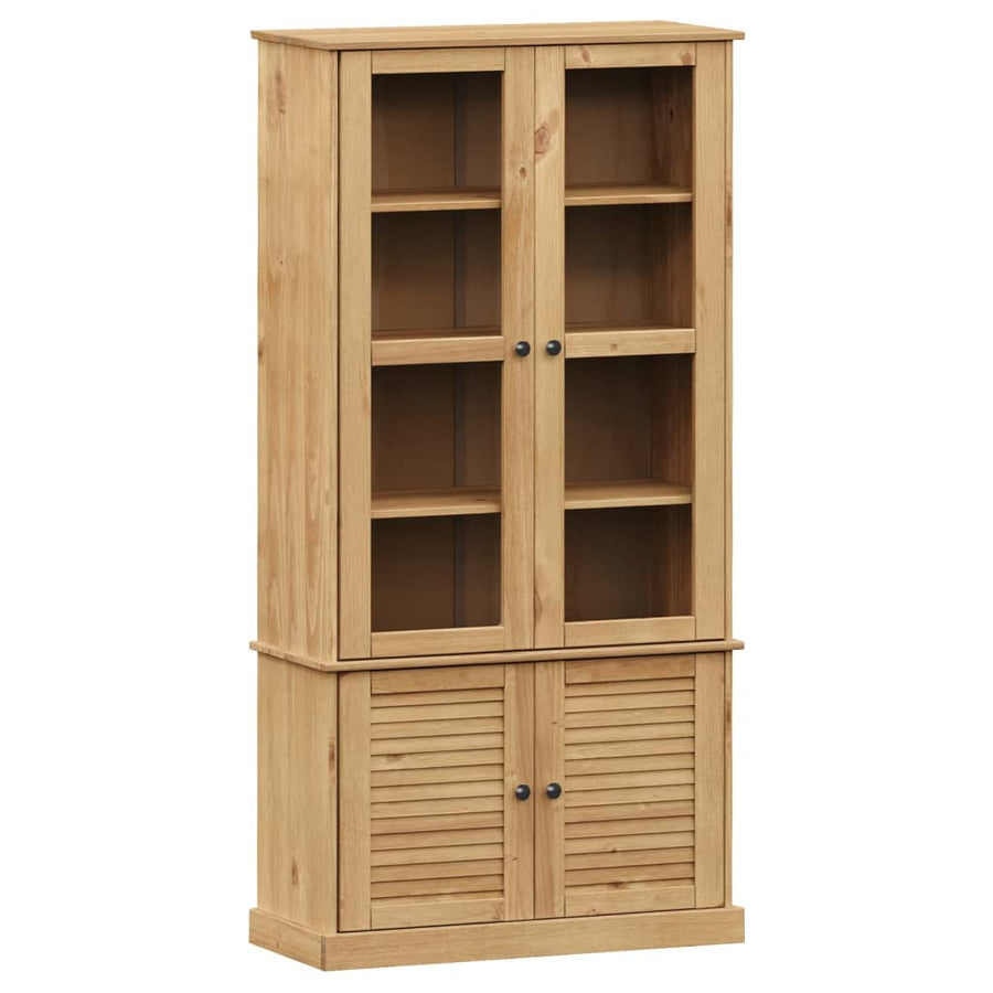 Vitrinekast Vigo 85X35X170 Cm Massief Grenenhout Bruin