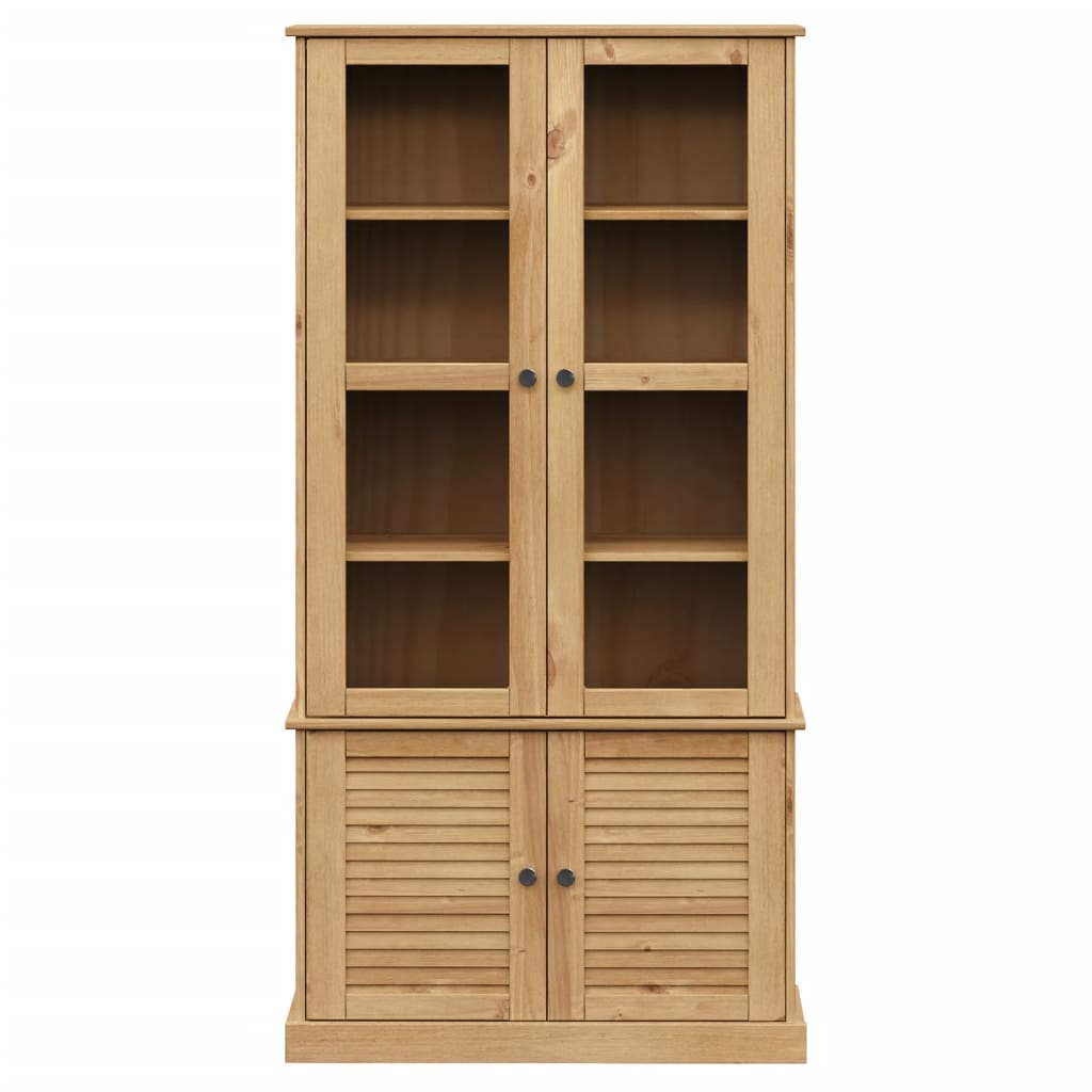 Vitrinekast Vigo 85X35X170 Cm Massief Grenenhout Bruin
