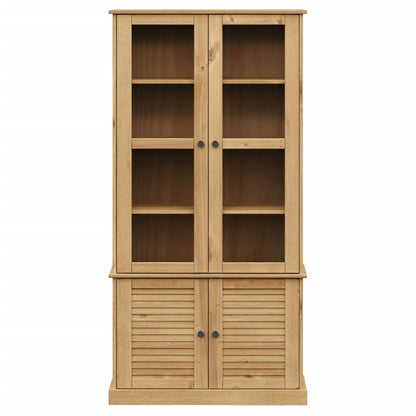 Vitrinekast Vigo 85X35X170 Cm Massief Grenenhout Bruin