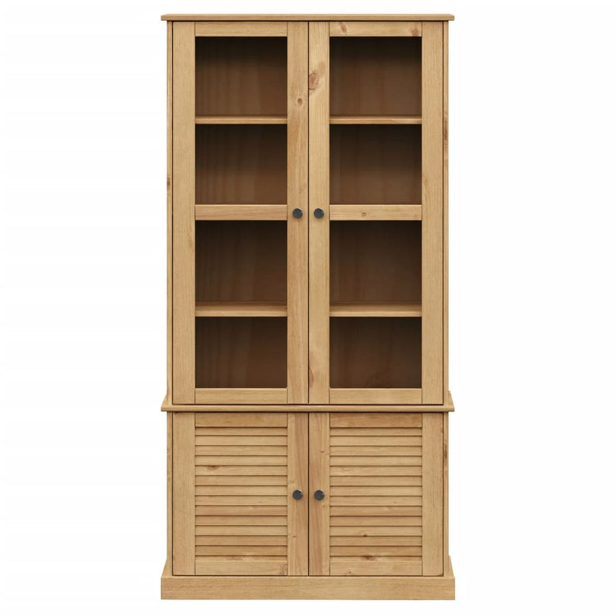 Vitrinekast Vigo 85X35X170 Cm Massief Grenenhout Bruin