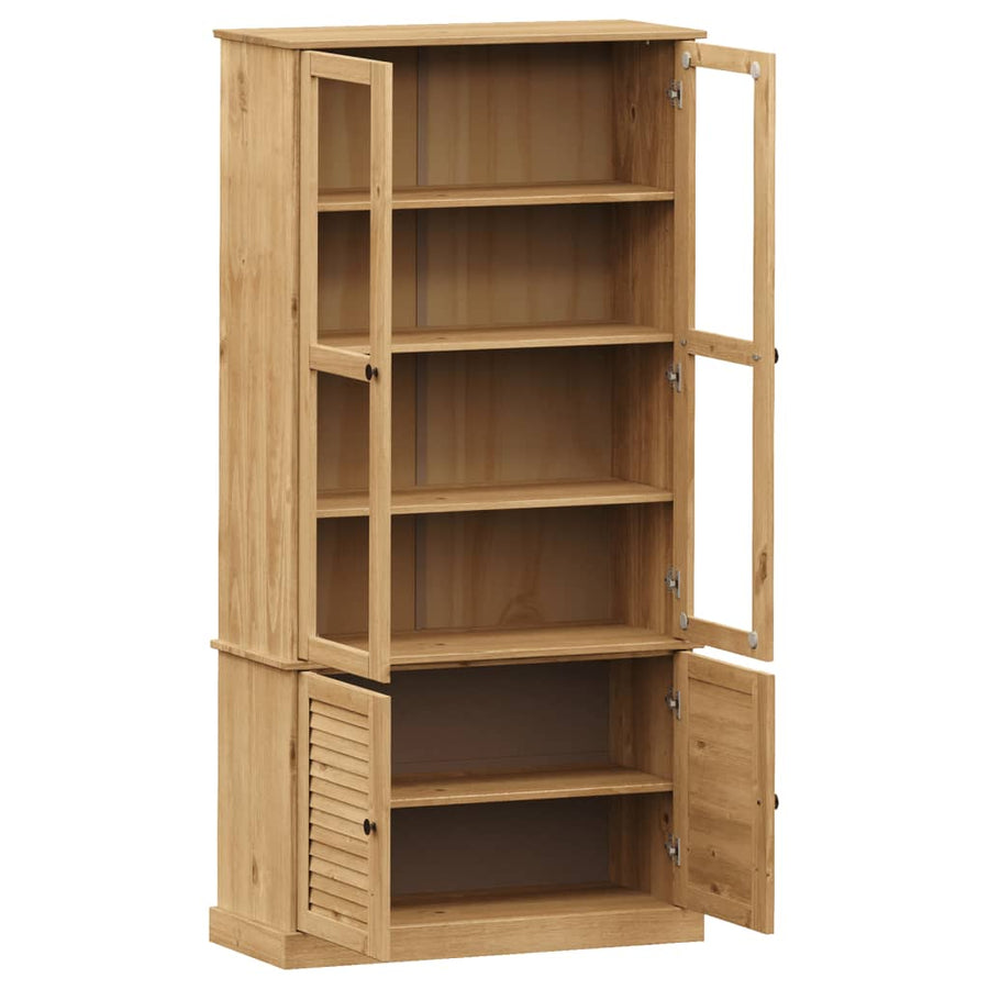 Vitrinekast Vigo 85X35X170 Cm Massief Grenenhout Bruin