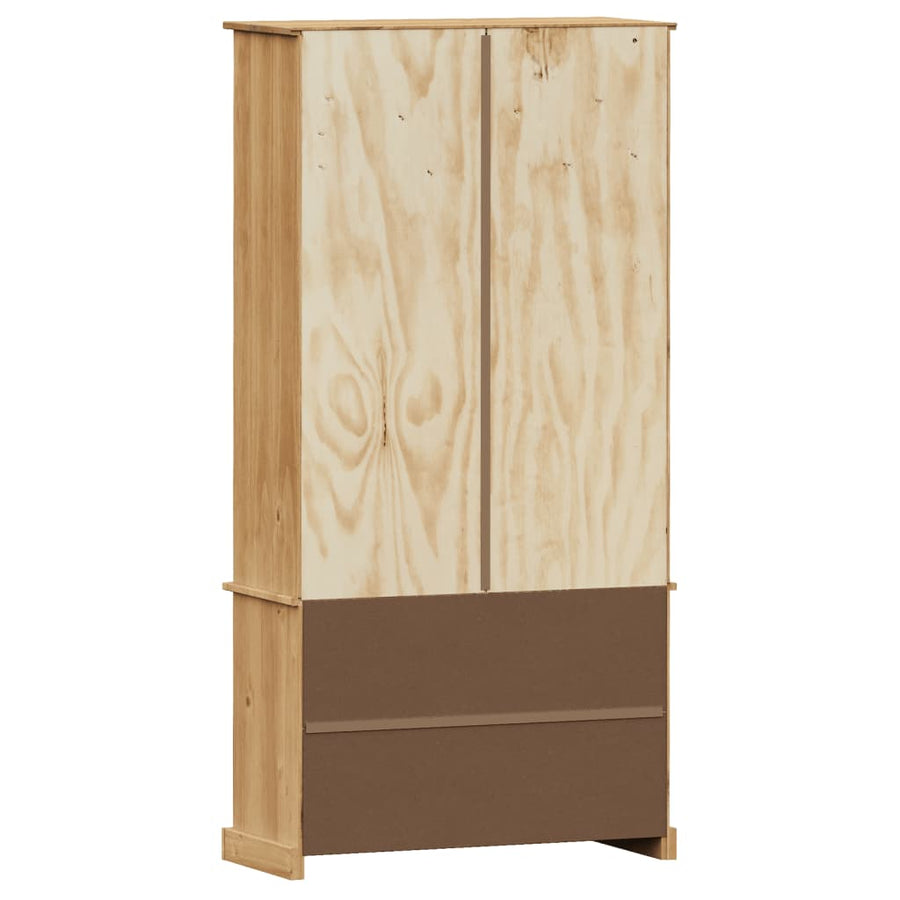 Vitrinekast Vigo 85X35X170 Cm Massief Grenenhout Bruin