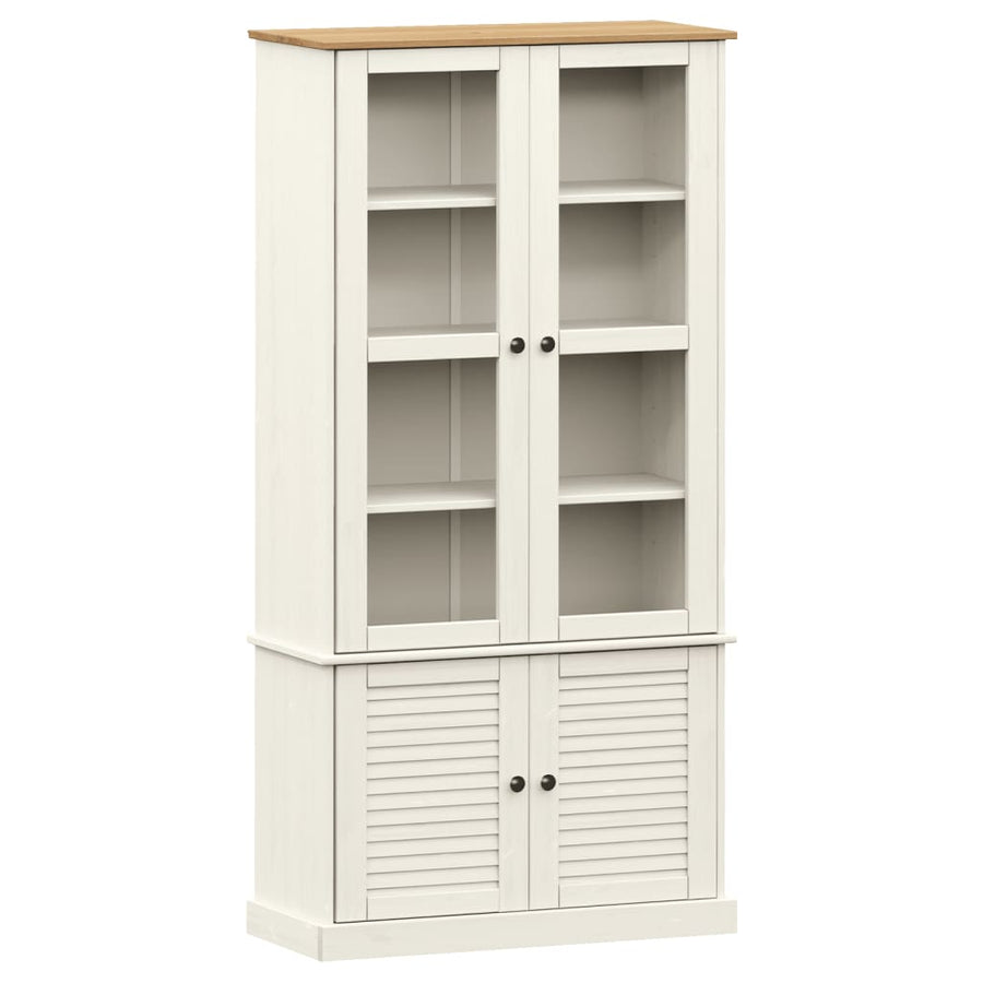 Vitrinekast Vigo 85X35X70 Cm Massief Grenenhout 1 Wit