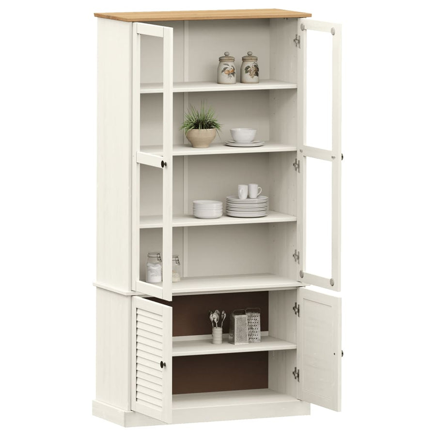 Vitrinekast Vigo 85X35X70 Cm Massief Grenenhout 1 Wit
