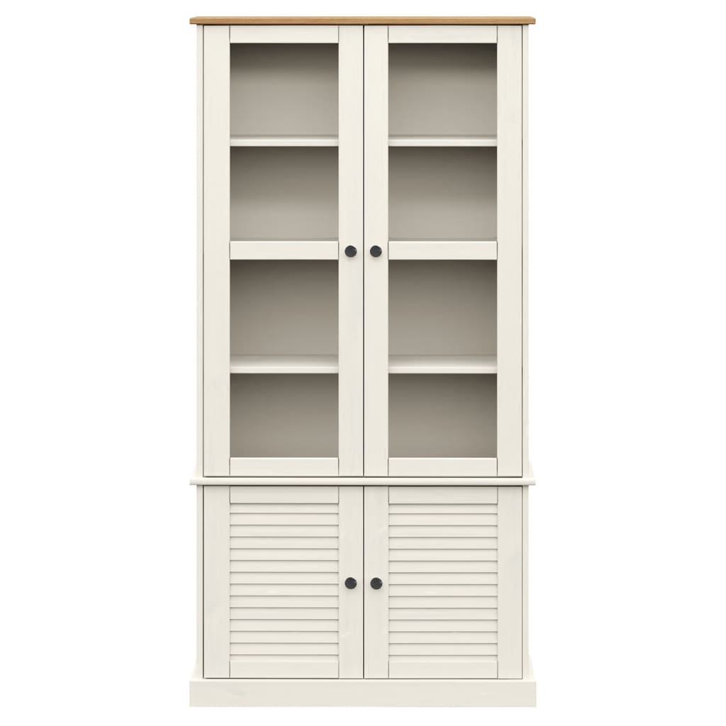 Vitrinekast Vigo 85X35X70 Cm Massief Grenenhout 1 Wit