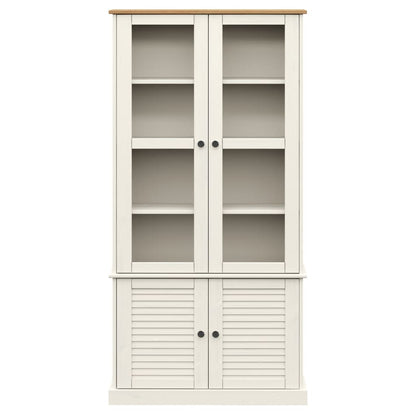 Vitrinekast Vigo 85X35X70 Cm Massief Grenenhout 1 Wit