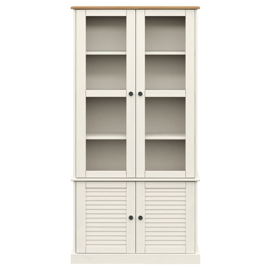 Vitrinekast Vigo 85X35X70 Cm Massief Grenenhout 1 Wit