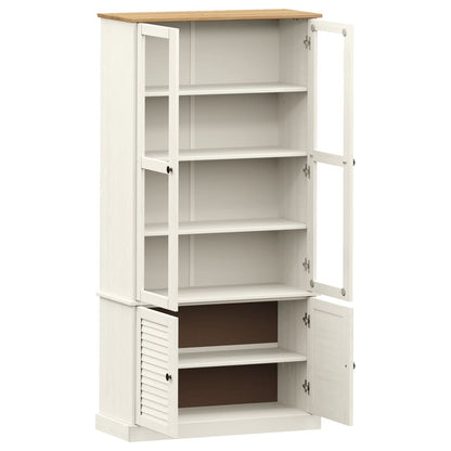 Vitrinekast Vigo 85X35X70 Cm Massief Grenenhout 1 Wit