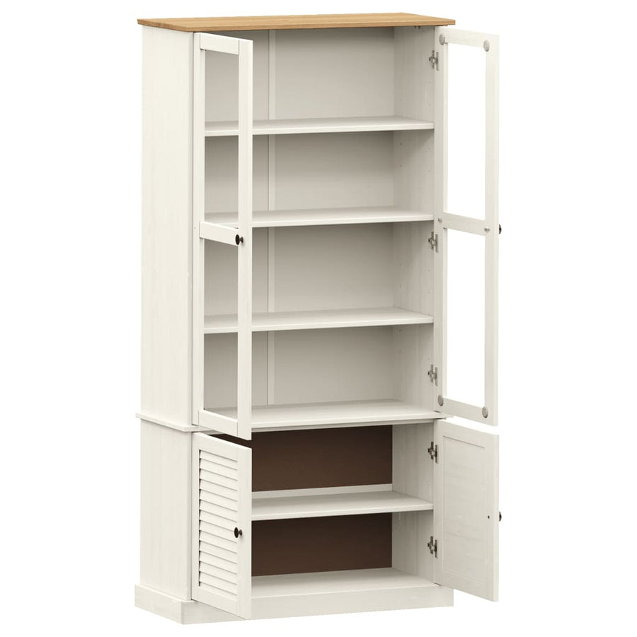 Vitrinekast Vigo 85X35X70 Cm Massief Grenenhout 1 Wit