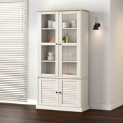 Vitrinekast 85x35x70 cm massief grenenhout wit