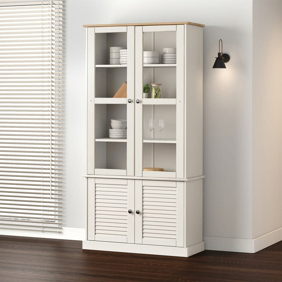 Vitrinekast Vigo 85X35X70 Cm Massief Grenenhout 1 Wit