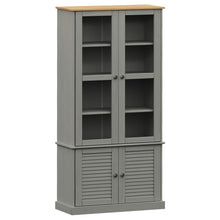 Vitrinekast Vigo 85X35X170 Cm Massief Grenenhout Grijs