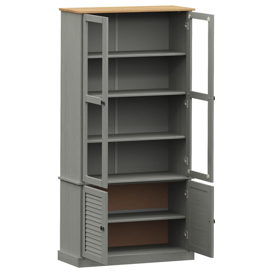 Vitrinekast Vigo 85X35X170 Cm Massief Grenenhout Grijs