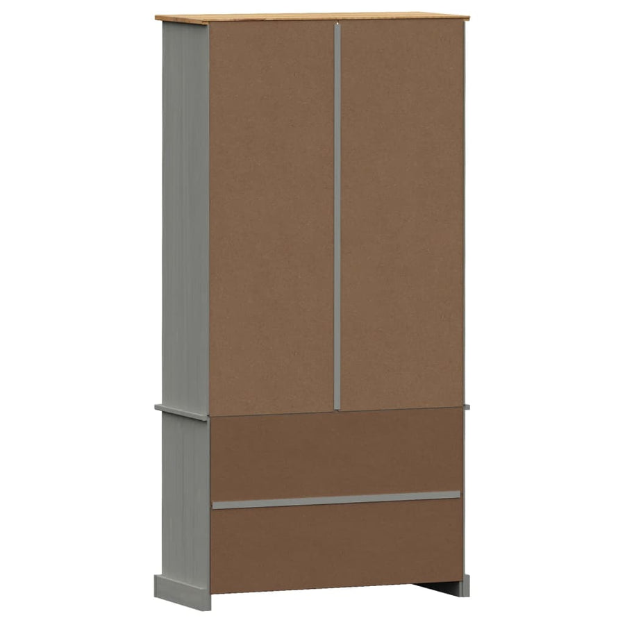Vitrinekast Vigo 85X35X170 Cm Massief Grenenhout Grijs