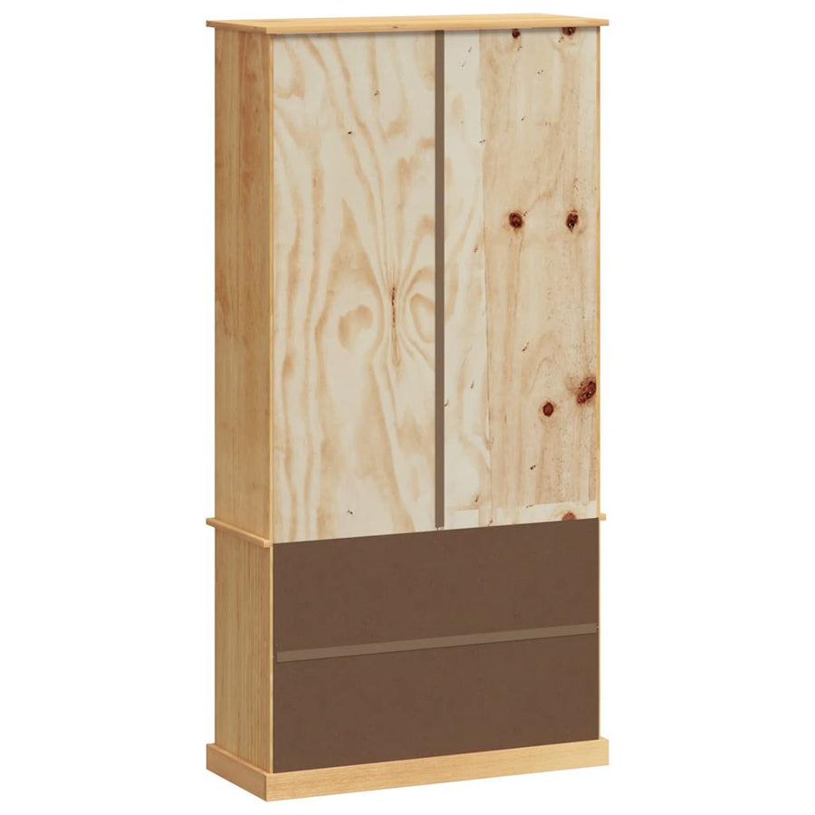 Boekenkast Vigo 85X35X170 Cm Massief Grenenhout Bruin