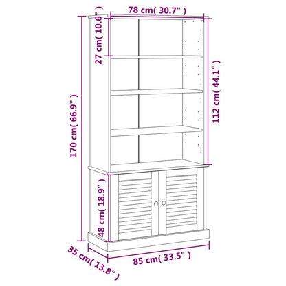 Boekenkast Vigo 85X35X170 Cm Massief Grenenhout Bruin