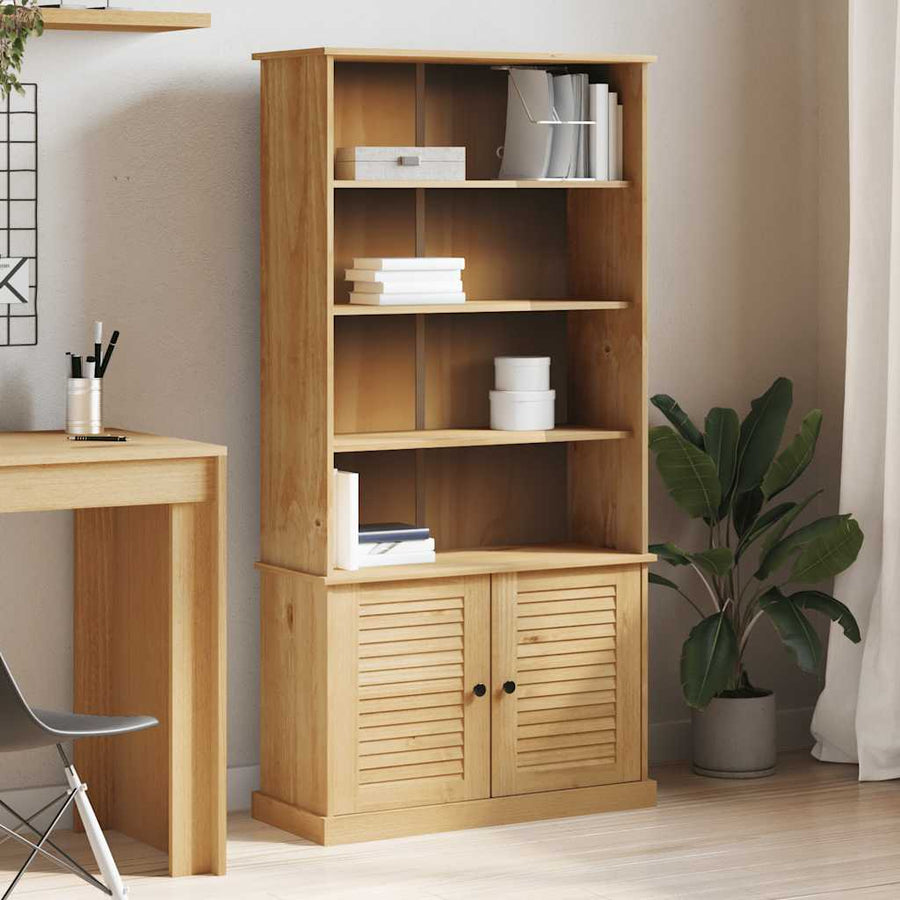 Boekenkast Vigo 85X35X170 Cm Massief Grenenhout Bruin