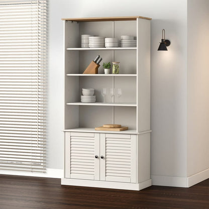 Boekenkast Vigo 85X35X170 Cm Massief Grenenhout Wit