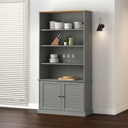 Boekenkast massief grenenhout 85x35x170 cm grijs