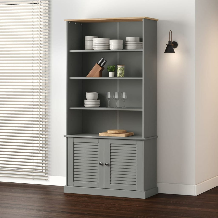 Boekenkast Vigo 85X35X170 Cm Massief Grenenhout Grijs