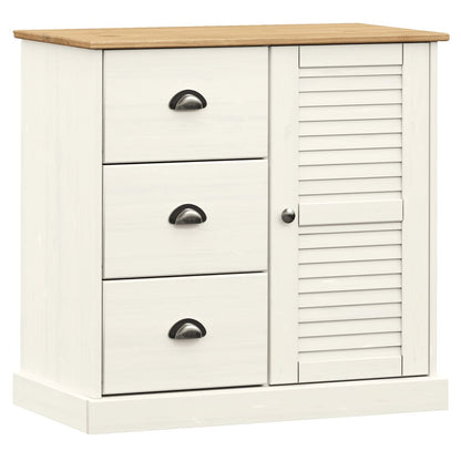 Dressoir Met Lades Vigo 78X40X75 Cm Massief Grenenhout Wit