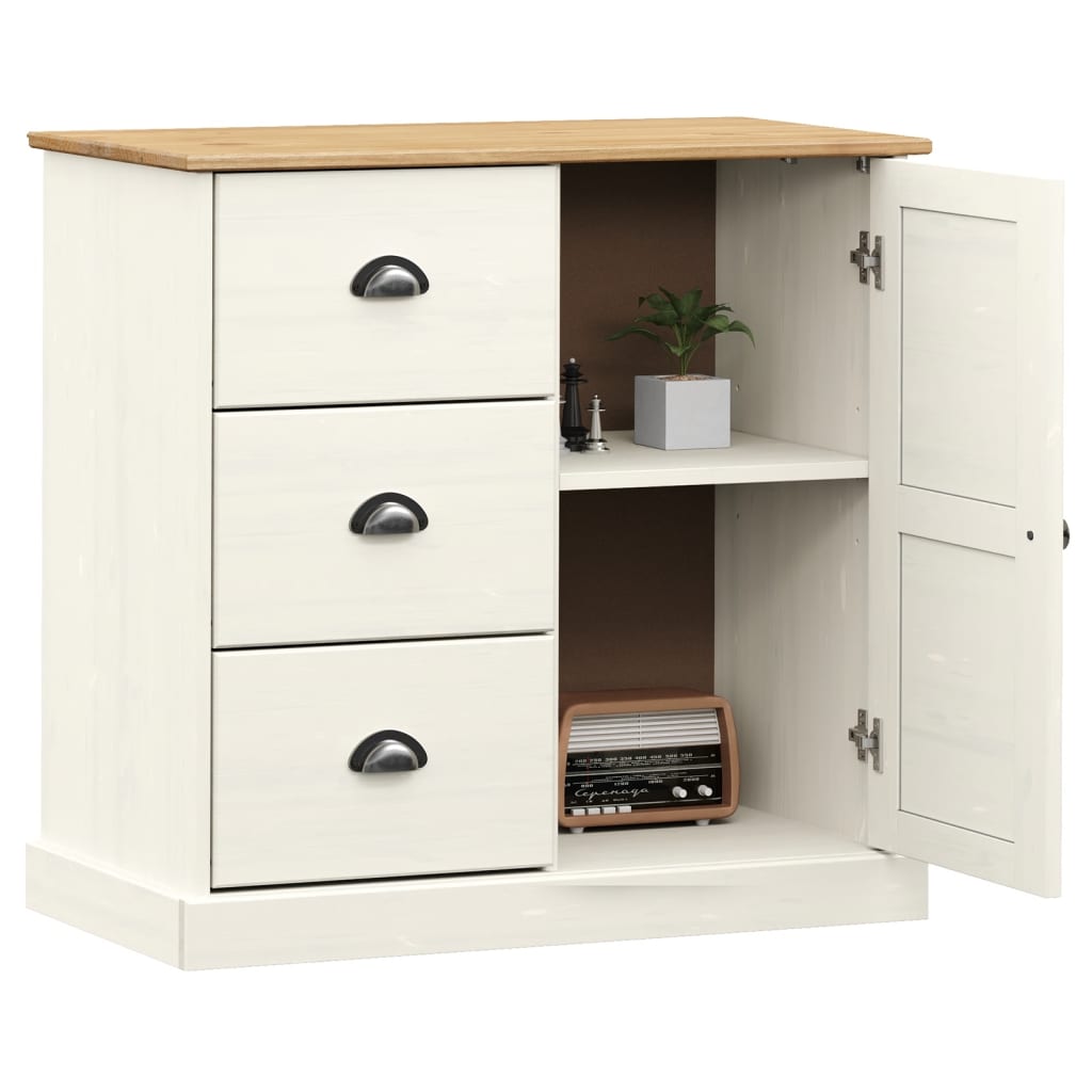 Dressoir Met Lades Vigo 78X40X75 Cm Massief Grenenhout Wit