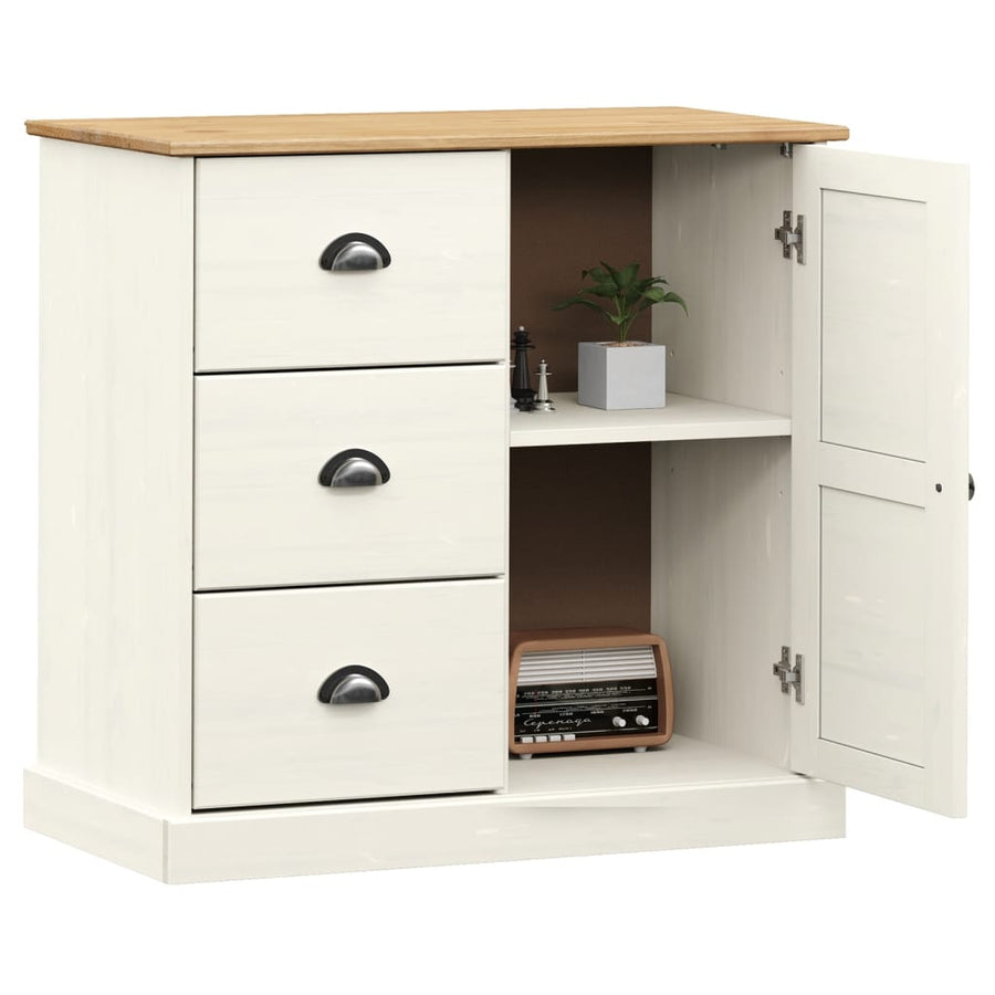 Dressoir Met Lades Vigo 78X40X75 Cm Massief Grenenhout Wit