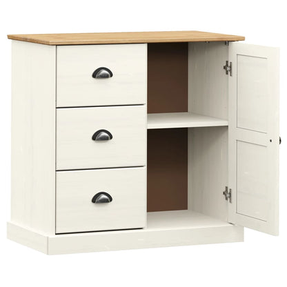 Dressoir Met Lades Vigo 78X40X75 Cm Massief Grenenhout Wit