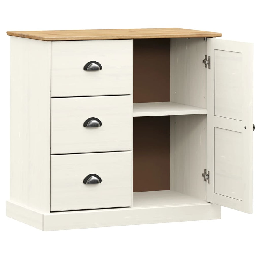Dressoir Met Lades Vigo 78X40X75 Cm Massief Grenenhout Wit
