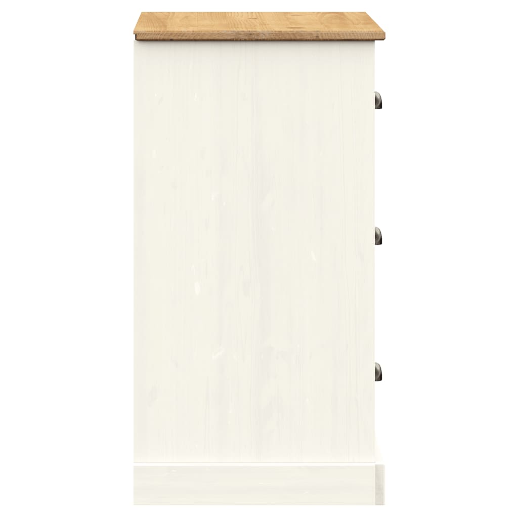 Dressoir Met Lades Vigo 78X40X75 Cm Massief Grenenhout Wit