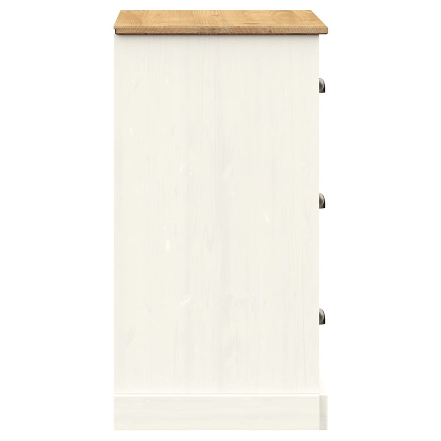Dressoir Met Lades Vigo 78X40X75 Cm Massief Grenenhout Wit