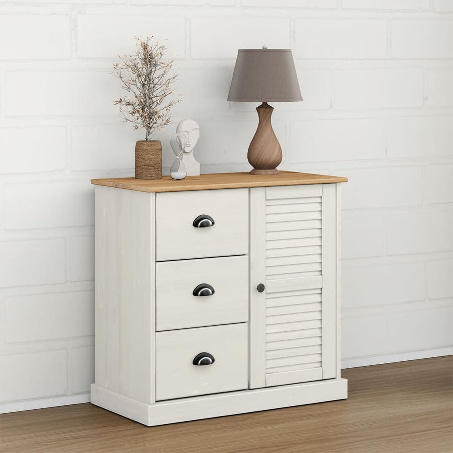 Dressoir Met Lades Vigo 78X40X75 Cm Massief Grenenhout Wit