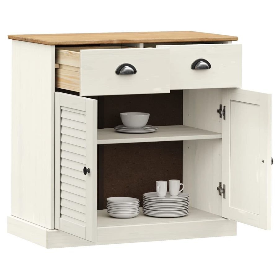 Dressoir Met Lades Vigo 78X40X75 Cm Massief Grenenhout 1 Wit