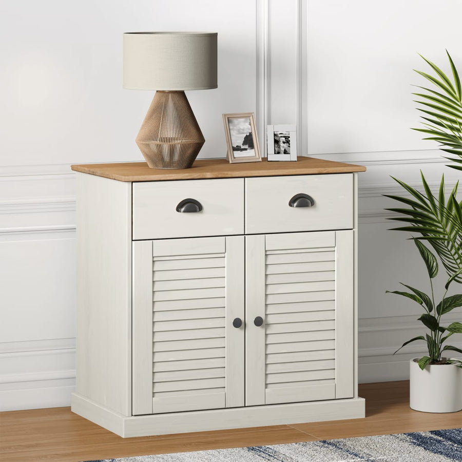 Dressoir Met Lades Vigo 78X40X75 Cm Massief Grenenhout 1 Wit