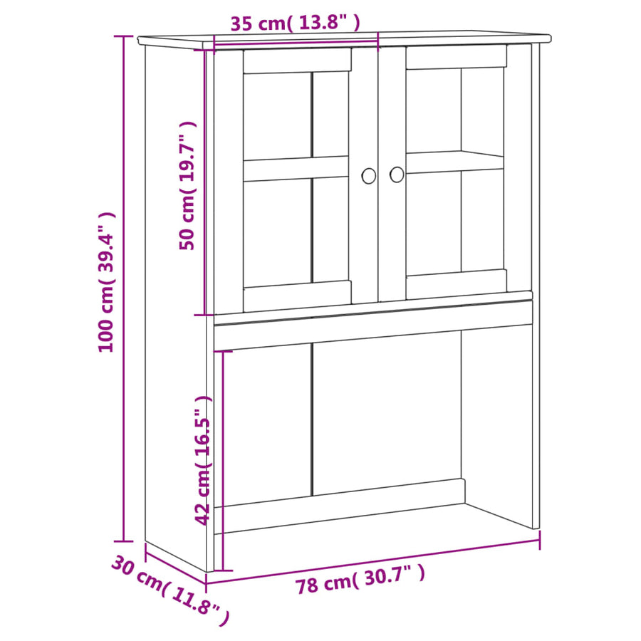 Opzetkast Vigo 78X30X100 Cm Massief Grenenhout Bruin