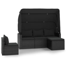4-Delige Loungeset Met Kussens Poly Rattan Zwart