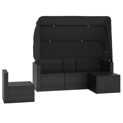 4-Delige Loungeset Met Kussens Poly Rattan Zwart