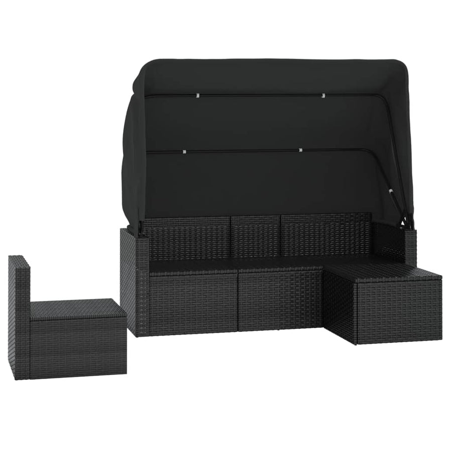 4-Delige Loungeset Met Kussens Poly Rattan Zwart