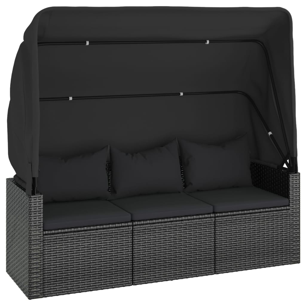 4-Delige Loungeset Met Kussens Poly Rattan Zwart