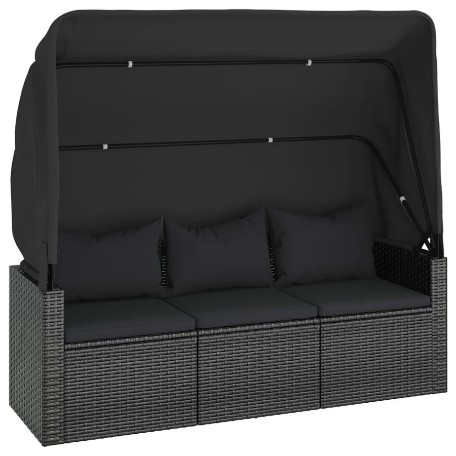 4-Delige Loungeset Met Kussens Poly Rattan Zwart