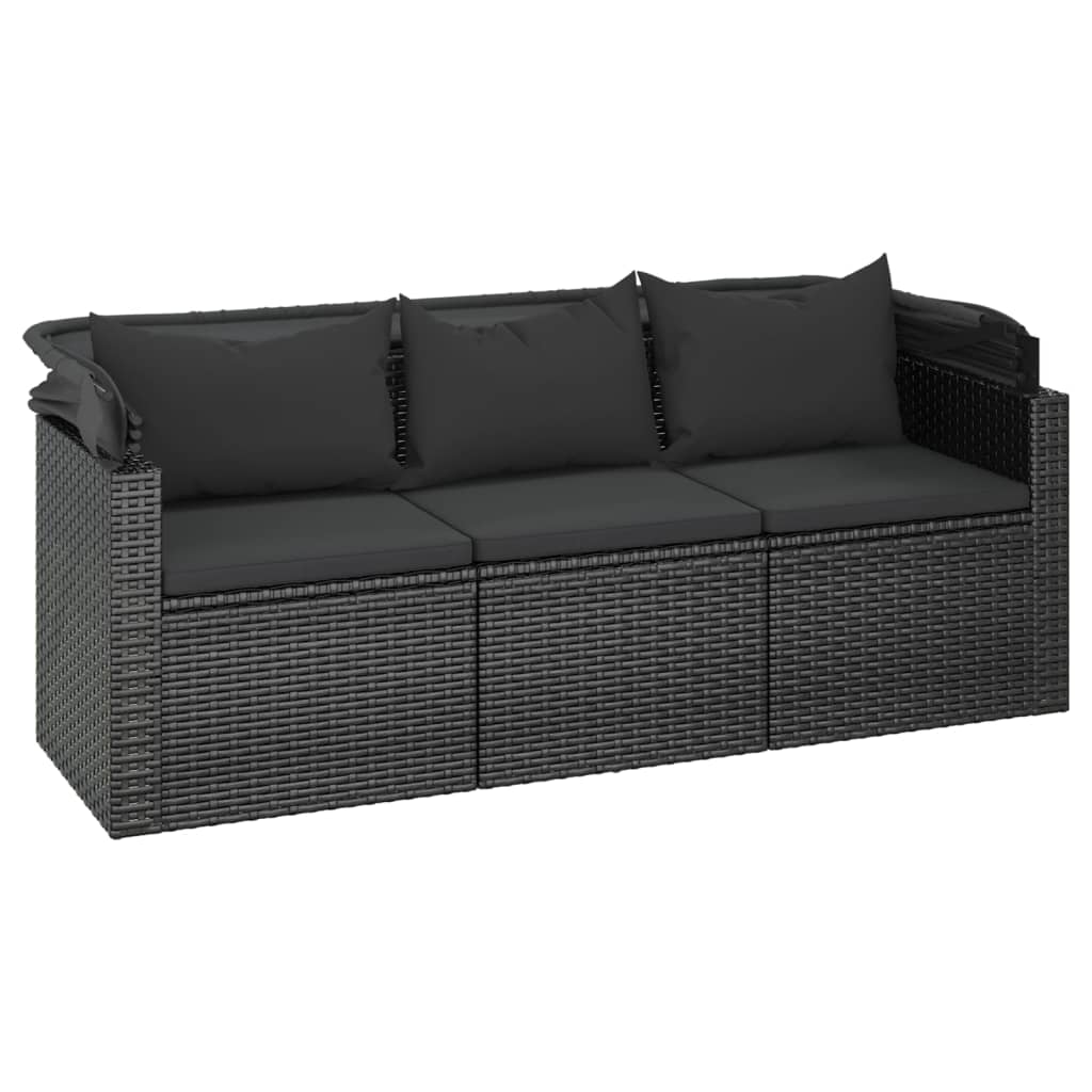 4-Delige Loungeset Met Kussens Poly Rattan Zwart