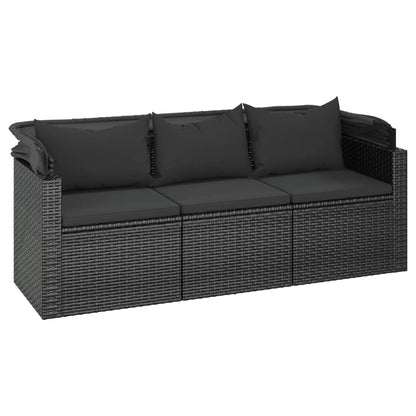 4-Delige Loungeset Met Kussens Poly Rattan Zwart