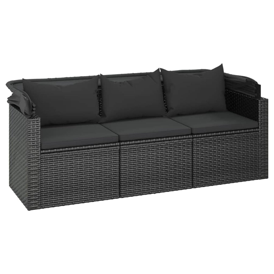 4-Delige Loungeset Met Kussens Poly Rattan Zwart