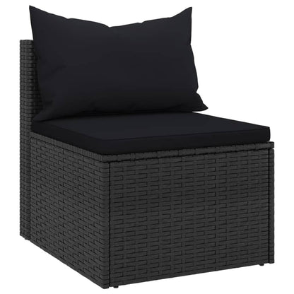 4-Delige Loungeset Met Kussens Poly Rattan Zwart