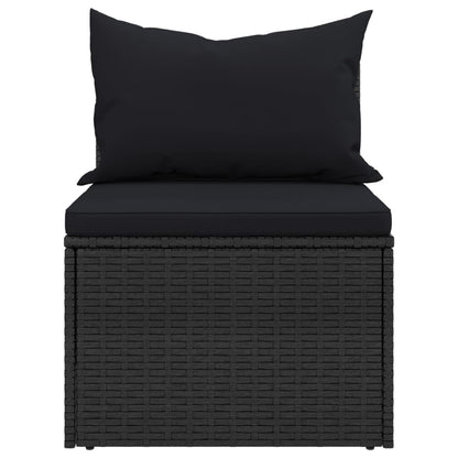 4-Delige Loungeset Met Kussens Poly Rattan Zwart